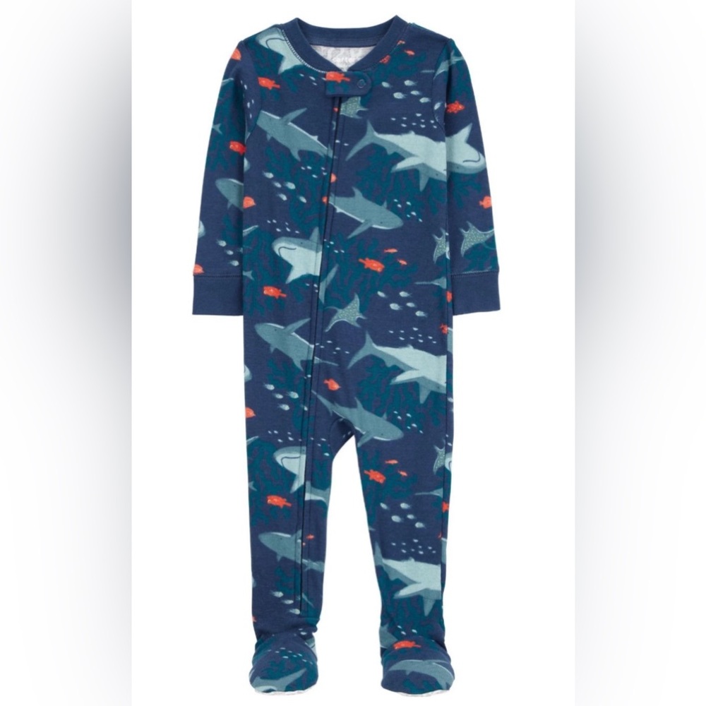 Carters Shark Print Kids One Piece Pajama size 2T